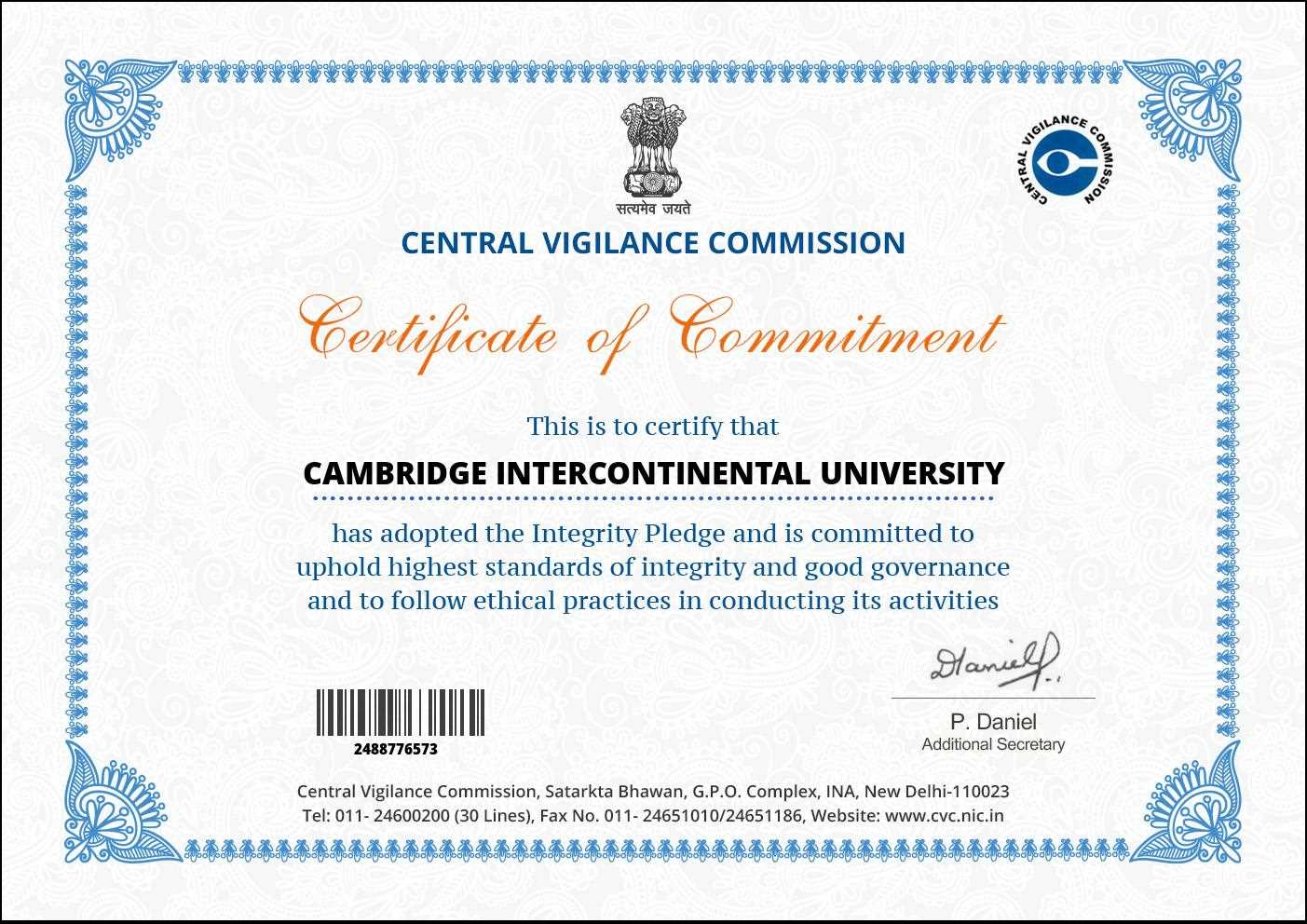Government Recognition of Cambridge Intercontinental University
